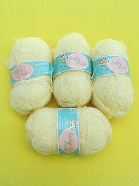 Vtg Phentex Baby Yarn 4 Skeins Yellow